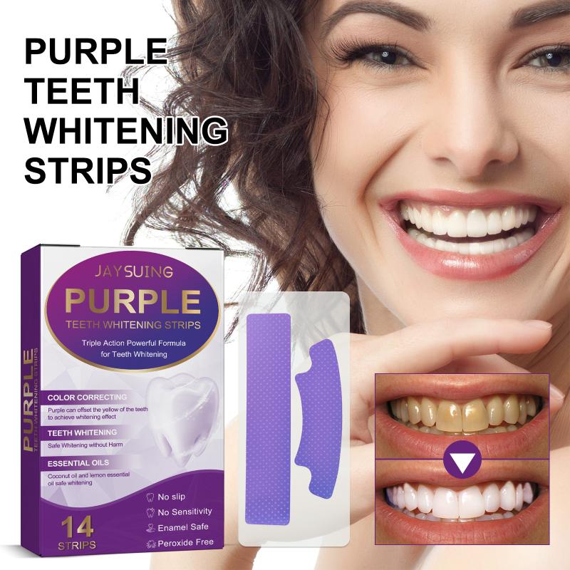Teeth Whitening/Bleaching - Jaysuing 14pcs Teeth Whitening Strips Purple