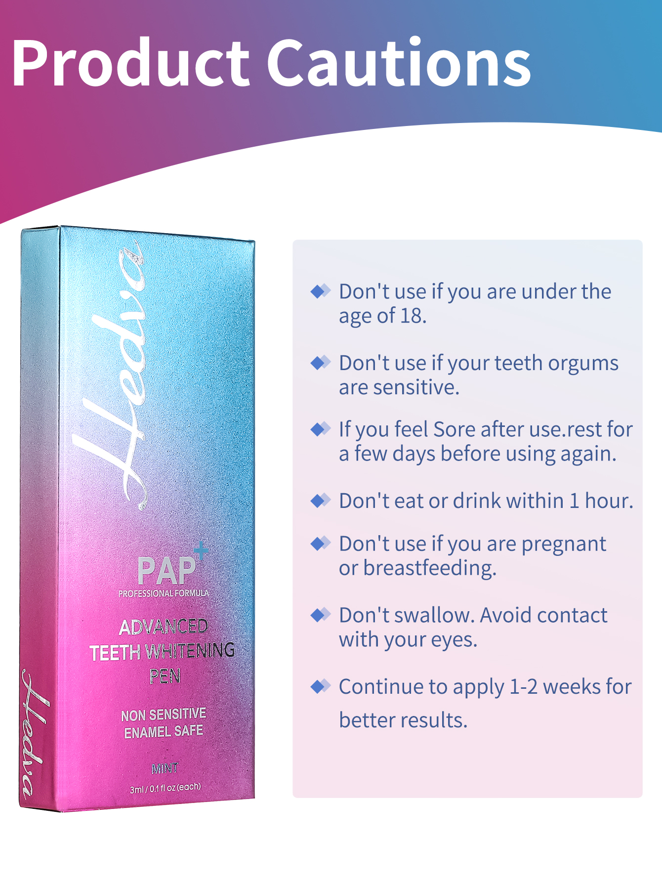 Hedva PAP+ Teeth Whitening Pen - Teeth Whitening Gel Pen ulasan dan harga