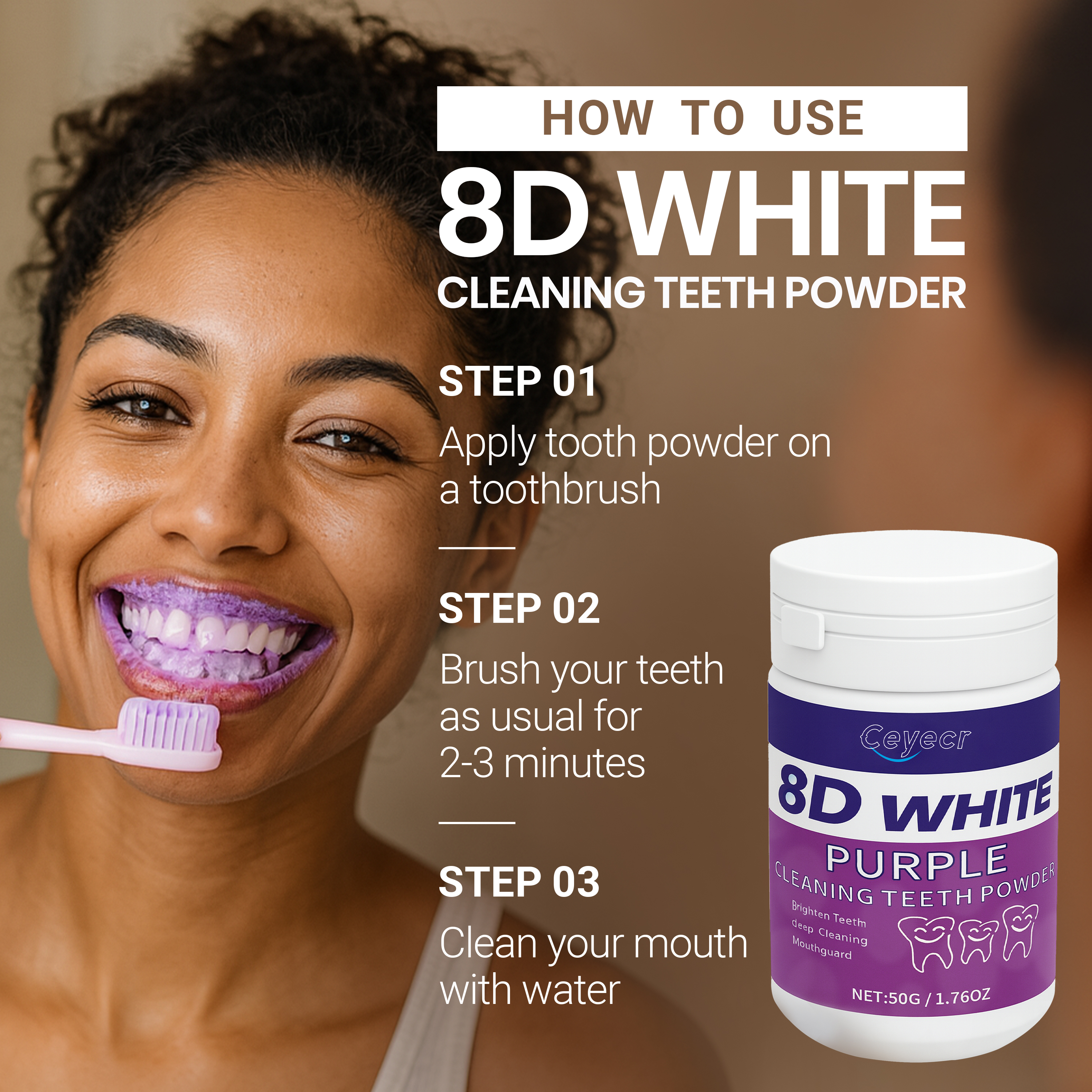 8D white Teeth Whitening Powde - Teeth Whitening Instant ulasan dan harga