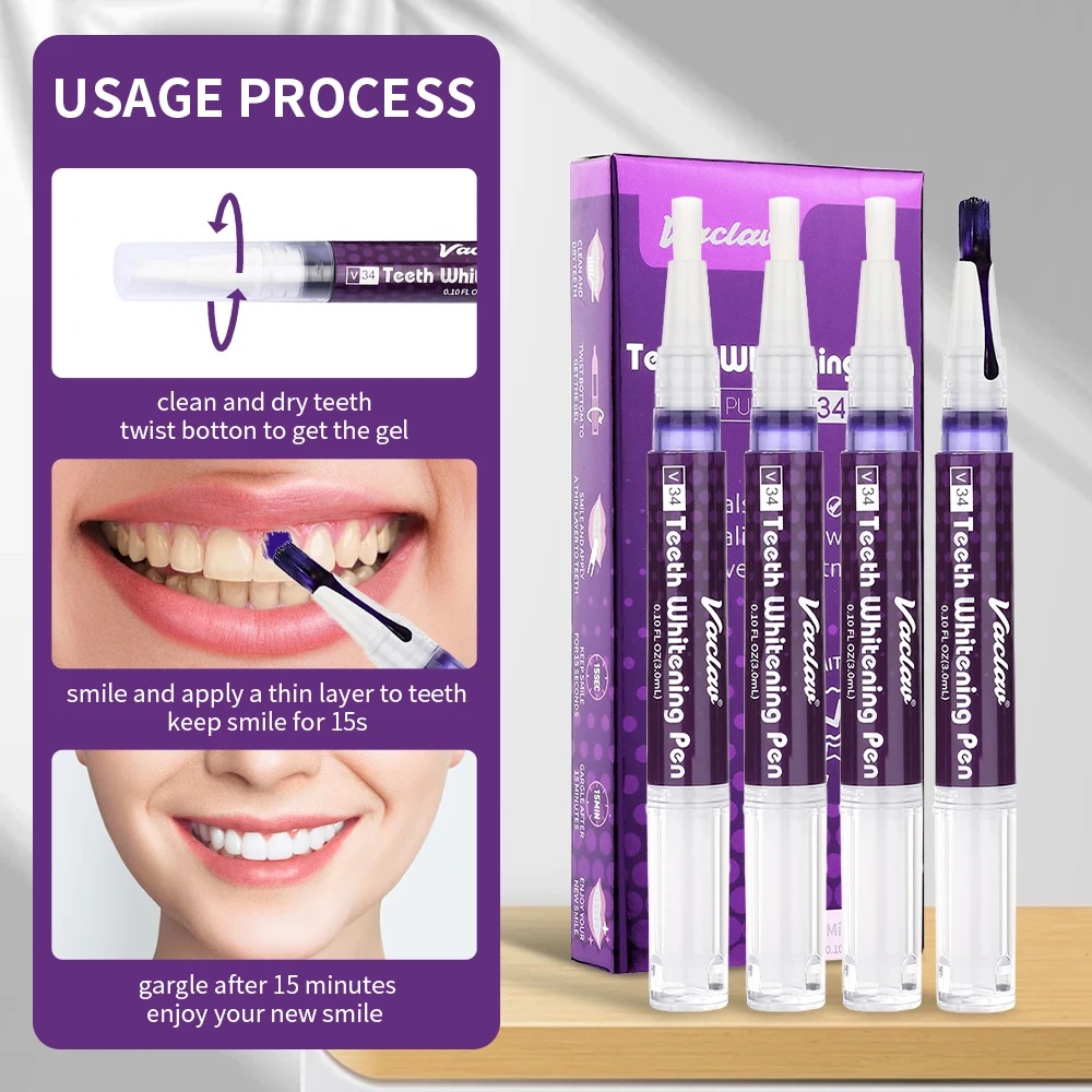 Vaclav V34 Purple teeth whiten - Teeth Whitening Gel Pen ulasan dan harga